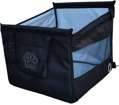 Veilige autostoel voor honden - Comfortabel hondenbed voor in de auto - Met ventilatievenster om uw hond in de auto te beschermen - Verstelbare schouderriem - Geschikt voor alle automodellen - 49*49*38 cm -Zwart