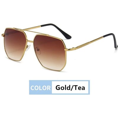 Lunettes de soleil mode homme Style aviateur Vintage Pour la conduite Lunettes de soleil Cadre métallique Miroir Loisirs Pêche Hommes/femmes d'affaires Lunettes UV400 brown
