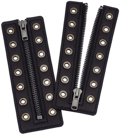 Dailygoody - Veters met ritssluiting - Leren veterlaarzen - Gladde veters - Zwart - Inzetstukken voor schoenen - Geschikt voor sportschoenen - 7 oogje