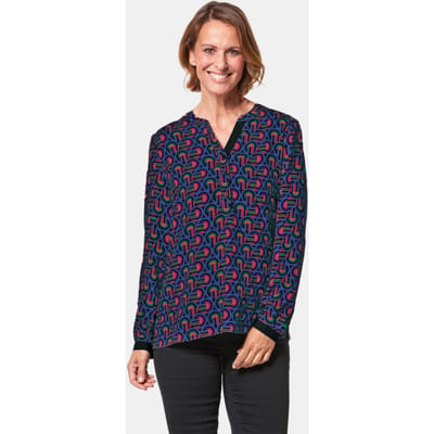 Moderne gedessineerde blouse in casual model - meerkleurig / gedess. - Gr. 19 van Goldner Fashion