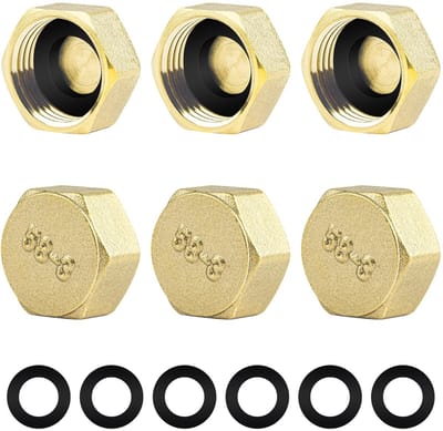 Dailygoods- Tuinslangdop 6 Stuks - Messing Tuinslangdoppen - Waterdicht - Corrosiebestendig - Geschikt voor 1/2 Inch Slangen - Robuust en Duurzaam - Tuinslangstopper