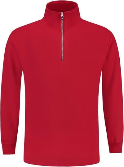 Tricorp Sweater ritskraag - Casual - 301010 - Rood - maat L