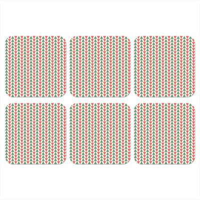 Onderzetters voor glazen - Kerst - Patronen - Driehoek - 10x10 cm - Glasonderzetters - 6 stuks - Tafeldecoratie Kerstmis - Kerstdecoratie tafel - Tafelversiering