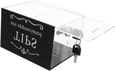 Transparante Geldcontainer - Donatiebox Spaarpot - Fooien Verzamelen - Met Slot - 15x12.5x10 cm - Zwart