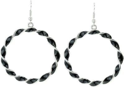 Behave - Oorhangers dames - Zwart twist design - Zilverkleur - Nikkelvrij