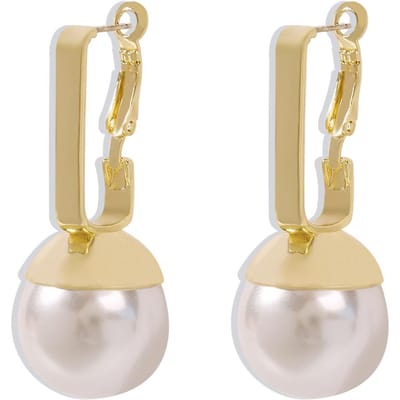 Boucles d'oreilles en perles pour femmes Perles baroques simulées Breloques Boucles d'oreilles Kpop kolczyki Bijoux pour dames Cadeau de Noël beige