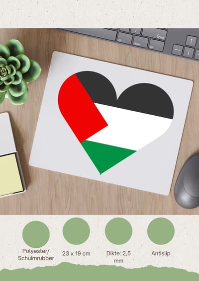 Akyol - palestina vlag hart vorm Muismat - Palestina - mensen die liefde willen geven aan palestina - degene die van palestina houden - supporten - oorlog - verjaardagscadeautje - gift - geschenk - kado - 23 bij 19 cm
