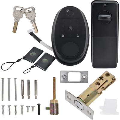 Serrure de porte d'entrée intelligente, prise en charge du mot de passe, empreinte digitale, Bluetooth, application, carte IC, déverrouillage par clé black