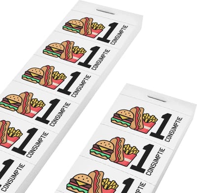 CombiCraft Consumptiebonnen met maaltijd iconen full colour 10 per strip wit - per 1000 bonnen