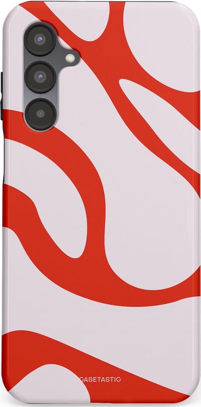 Casetastic hoesje geschikt voor Samsung Galaxy A16 - Dubbellaagse bescherming - Oranje Witte Pebbel Stenen - Fashion Case - Lichtgrijs Rood