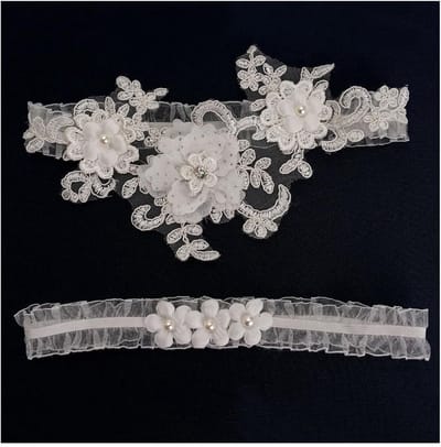 Dailygoods- Kousenband Bruiloft - Kanten Kousenband - Elastische Garters - Bruidsaccessoires - 40 cm - 60 cm - Inclusief Strass