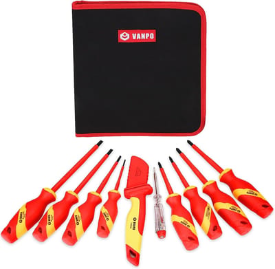 Schroevendraaierset, 10-delig, 1000 V, geïsoleerde elektricien, magnetische schroevendraaierset met gleuf en PH-schroevendraaier, kabelmes, spanningstester, veiligheidsreparatiegereedschap