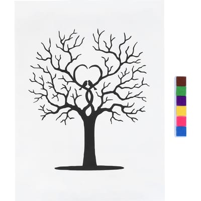 Vingerafdrukboom DIY Gastenhandtekening Aanmeldboek Canvas Duimafdruk Schilderen black