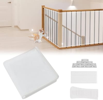 Veiligheidsnet - Beschermingsnet Balkon - Kinderen Huisdieren - Scheurvast Materiaal - 200 x 91 cm - Wit