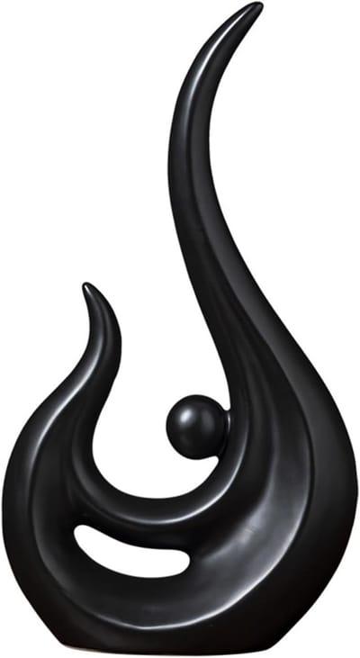 Keramische Sculptuur - Abstract Beeld - Woonkamer Decoratie - Handgemaakt Design - 28x16x28cm - Zwart