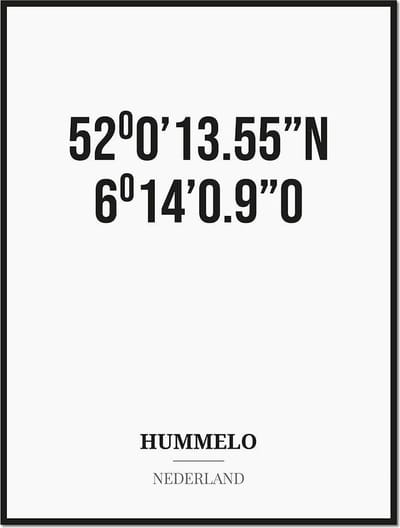 Poster/kaart HUMMELO met coördinaten
