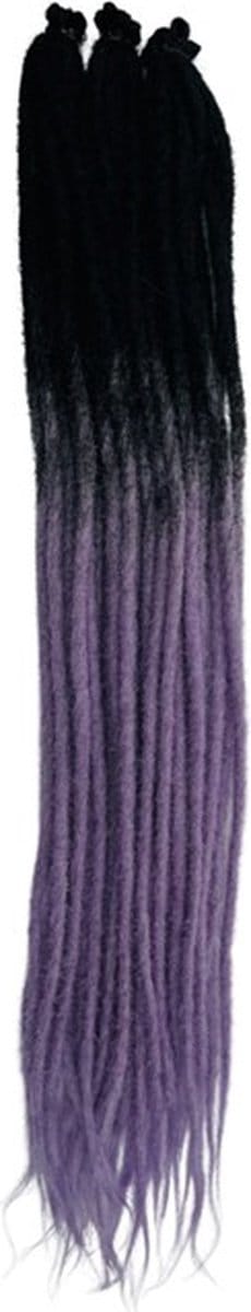 Dreadlocks SE ombre zwart/lichtpaars 10 stuks- Gehaakte dreadlocks - Dreadlocks single ended - Dreadlock extensions - Hair extensions - Dreadlock beads – Synthetisch haar