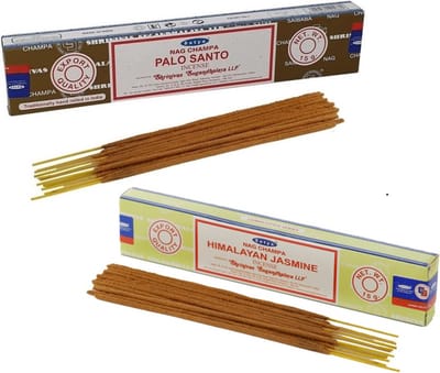 Satya Wierook cadeau set - 2x geurstokjes - Palo Santo en Jasmijn geur - Meditatie