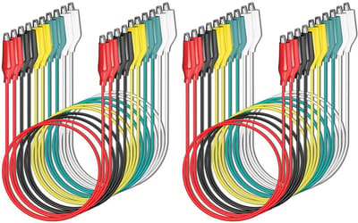 Krokodillenklemmen - Meetkabels - Elektrisch testen - Veilige isolatie - 20 stuks - 5 kleuren