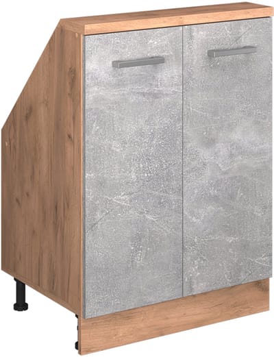 Vicco Rion Kast voor schuine wand – met 2 deuren Beton/gouden eik