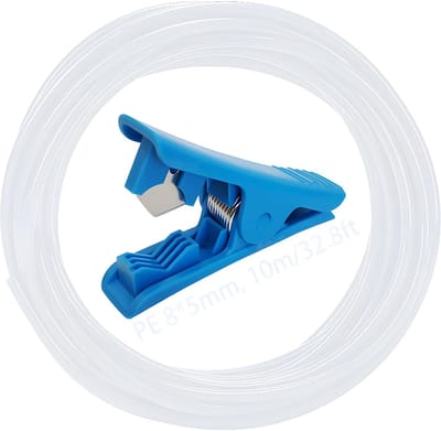 Dailygoods- Gazonbewateringsslang 10m - PE Tuinslang - Druppelirrigatieslang OD 8mm/ID 5mm - Blauwe Pijpsnijder - Verstelbaar - Eenvoudig te Snijden - Irrigatieslang