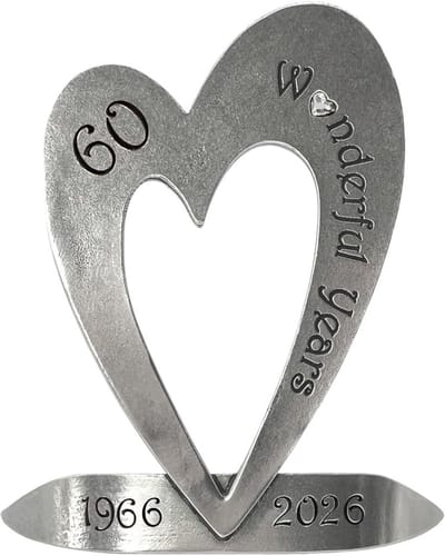 60e Diamond Huwelijksverjaardag Hart Aandenken met Swarovski Kristal - Gepersonaliseerd Geschenk