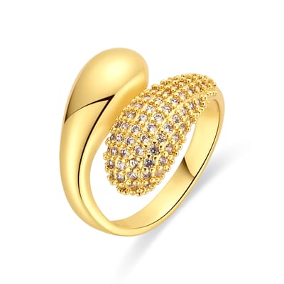 Luxenter Ring in Brilliant Metal en Zirconia Alloy, afgewerkt in 18 karaats geel goud - Hadar