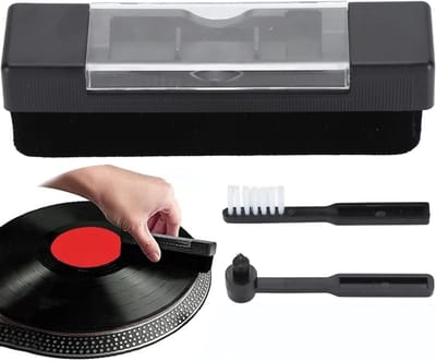Platenborstel - Premium platenborstel - 2 in 1 Set - Inc. naald- en schoonmaakborstel - Antistatisch - LP Borstel - Soft Brush Record Brush - Vinyl Borstel - Hoogwaardige Platenreiniger - Platenreinigingsborstel - Plaatborstel Van Carbon - Zwart