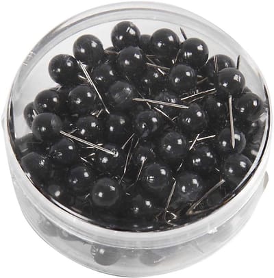 Kaart pinnen, L: 17 mm, d 6 mm, zwart, 100 stuk/ 1 doos