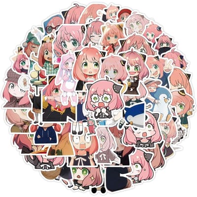 50 Stuks Cartoon Spy×Family Anime Stickers Anya Forger Decals Kinderspeelgoed Skateboard Laptop Motorfiets Telefoon Auto Waterdichte Sticker black