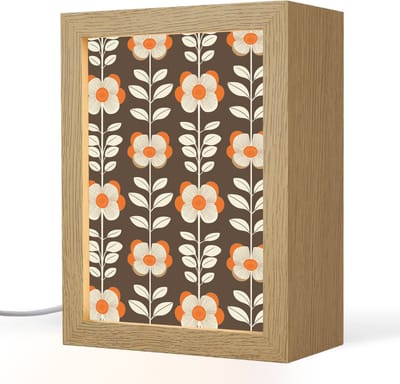 Tafellamp 15x20 cm - LED lamp - Bloemen - Retro - Bruin - Decoratieve tafellampen - Dimbaar - Tafellampje slaapkamer - Woonkamer binnen