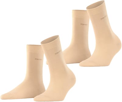 Esprit Basic Easy 2-Pack drukvrije comfort tailleband katoen multipack sokken dames beige - maat 35-38