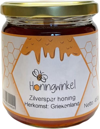 Zilverspar honing 450g Griekenland Honingwinkel (vloeibaar)