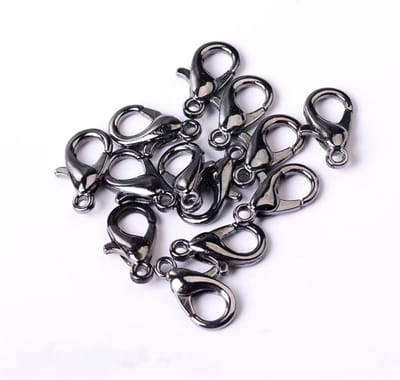 200 Stuks Carabiner Haakjes en Sleutelhangers - 16mm Clip voor Armbanden en Creatief Werk - Zwart Metaal Accessoires
