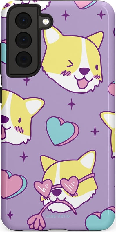 Casetastic Hoesje Geschikt voor Samsung S21 FE - Stijlvolle Beschermende Duo-layer Case - Liefde is een Corgi