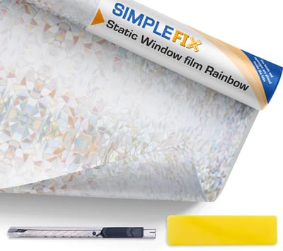 Simple Fix Raamfolie - 30x200cm - Zonwerend - Anti Inkijk - Statisch - Plakfolie Zelfklevend en Isolerend - HR++ folie - Decoratiefolie - Glas in Lood - Regenboog
