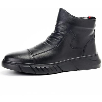 Herenschoenen Martin Boots Veelzijdig Leer Vier Seizoenen Effen Zwart Bedekken Voeten Ademend Zachte Zool Rits Naam 45 zwart