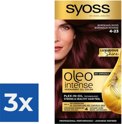 Syoss Oleo Intense - Haarverf - 4-23 - Bordeaux Rood - 115ml x 3