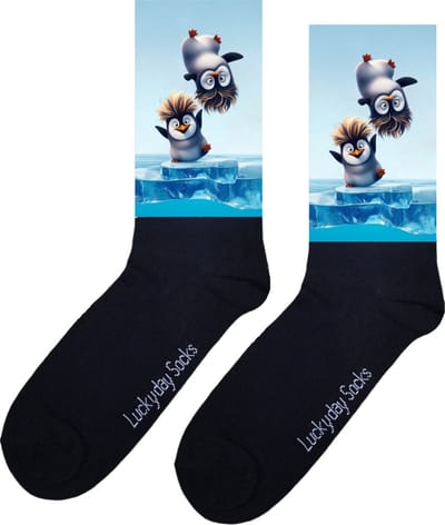 Pinquin - Opkikkertje - Vriendjes - Grappige sokken - Valentijn cadeau - Verjaardag cadeau - Schattig - Grappige sokken - Leuke sokken - Vrolijke sokken - Kerst sokken - Vaderdag - Moederdag - Socks maken Happy - 37-44