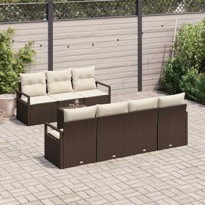 vidaXL - Tuinbank - Set - 8 - st - 7-Aantal - zitplaatsen - Bruin - en - Crème