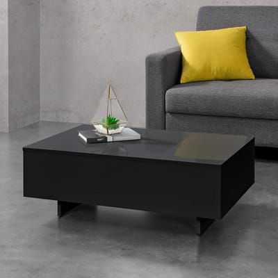 Salontafel - Woonkamertafel - Leven en Ontspannen - Hoogglans Afwerking - 85x55x31cm - Zwart
