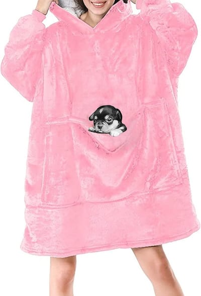 Oversized Deken Hoodie voor Dames - Comfortabele Capuchontrui in Roze