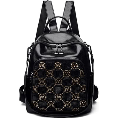Nieuwe Rugzak met Diamanten en Stijlvolle Casual en Modieuze Damesrugzak Commuter Schoudertas black