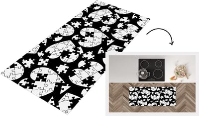 Keukenloper - Loper keuken - Meiden - Puzzel - Hart - Patronen - 120x50 cm - Keukenloper vinyl