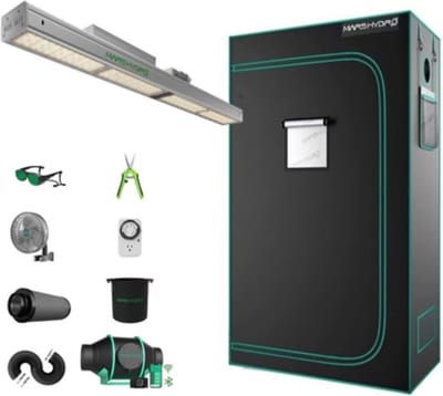 Kweektent compleet Mars Hydro SP 3000 + Smart iFresh Inline Fan - Inclusief Mars Hydro SP 3000 LED Kweeklamp Koolstoffilter - 4 Kweekzakken Ventilator en afzuigsysteem - 7,5 Meter Luchtslang - Digitale Hygrometer/Thermometer