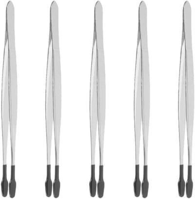 Metalen Platte Pincet - Precisie Tang - Fijne Werkzaamheden - Stabiele Grip - 6 x 1.5 cm - Zilver