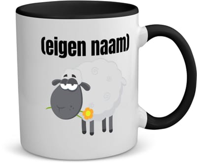 Akyol - schaap met eigen naam koffiemok - theemok - zwart - Schaap - boeren/schapen liefhebbers - iemand die houdt van schapen - verjaardag - cadeau - kado - geschenk - 350 ML inhoud