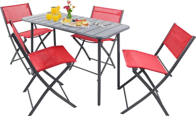 VCM 5-delige bistroset eettafel tuinset balkonset stoel opvouwbare tafel tuin camping Sumila
