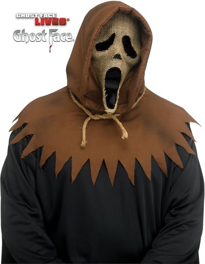 Fun World Ghostface Masker Vogelverschrikker met Capuchon Horror Verkleedaccessoire Halloween Masker Scream Masker voor bij Halloween Kostuum Volwassenen voor bij Scream Kostuum - Officiële Licentie - Masker met Capuchon