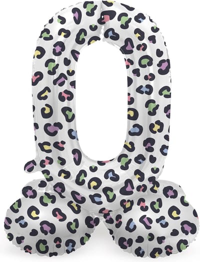 Folat - Staande folieballon Cijfer 0 Bright Panther - 41 cm